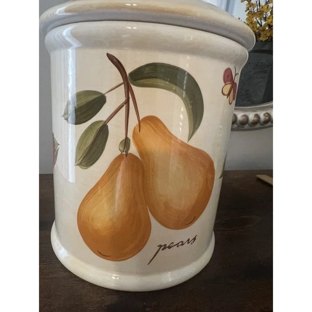Pier 1 Provence Hand‎ Painted Fruit Canister French Country Farmhouse Kitchen